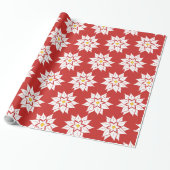 White Poinsettia on Red Cadeaupapier (Uitgerold)