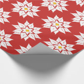 White Poinsettia on Red Cadeaupapier (Hoek)