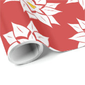 White Poinsettia on Red Cadeaupapier (Rol Hoek)