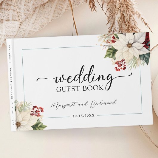 White Poinsettia Rustic Winter Wedding Gastboek Gastenboek