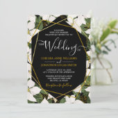 White Poinsettia Wedding Invitation Kaart (Staand voorkant)