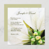 White Poinsettia Wedding Invitation Kaart (Voorkant / Achterkant)