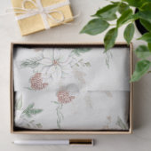 White Poinsettias and Pine Cones Tissue Paper Tissuepapier (Geschenk)
