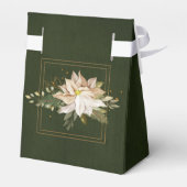 White Poinsettias & Faux Gold Glitter Leaves Bedankdoosjes (Achterkant)