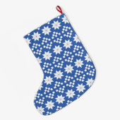 White Poinsettias on Blue Kerstmis Stocking Grote Kerstsok (Achterkant (Hangend))