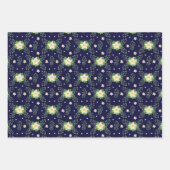 White Poinsettias on Navy Blue Background Inpakpapier Vel (Voorkant 2)