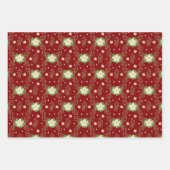 White Poinsettias on Red Background Inpakpapier Vel (Voorkant)