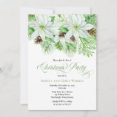 White Poinsettias | Pinecones Pine-kerstfeest Kaart (Voorkant)