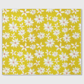 White Poinsettias Red Accents Bright Golden Yellow Cadeaupapier (Vlak)