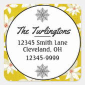 White Poinsettias Red Accents Bright Golden Yellow Vierkante Sticker (Voorkant)