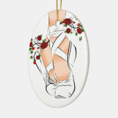 White Pointe Shoes, Rozen Ballet Kerstmis Keramisch Ornament (Links)
