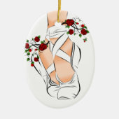 White Pointe Shoes, Rozen Ballet Kerstmis Keramisch Ornament (Voorkant)