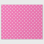 White poka Dot on Pink Large Space Wrapping Paper Cadeaupapier (Vlak)