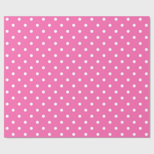 White poka Dot on Pink Large Space Wrapping Paper Cadeaupapier (Vlak)