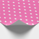 White poka Dot on Pink Large Space Wrapping Paper Cadeaupapier (Hoek)