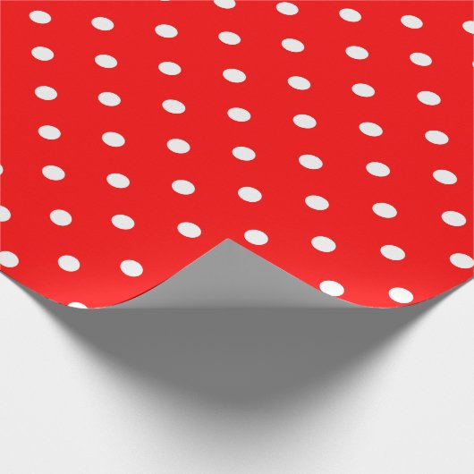 White poka Dot on Red Large Space Wrapping Paper Cadeaupapier (Hoek)