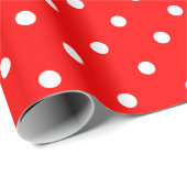 White poka Dot on Red Large Space Wrapping Paper Cadeaupapier (Rol Hoek)