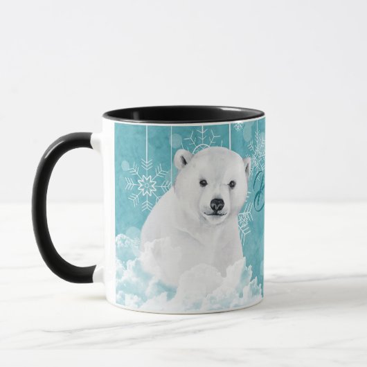 White Polar Beer Blauwgroen Snowflake Believe Mok (Links)