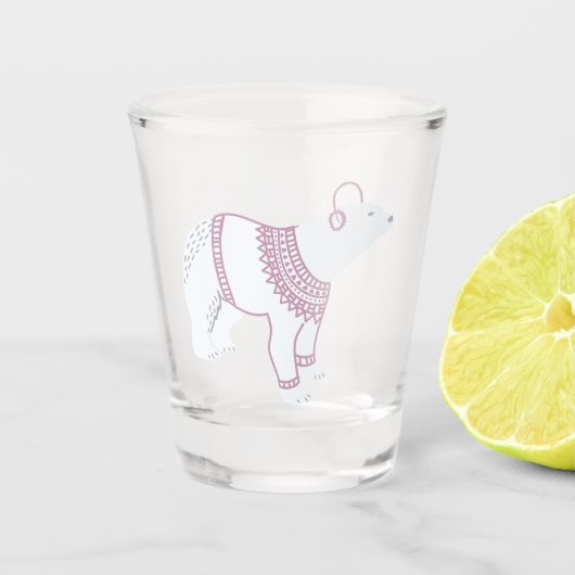 White Polar Beer headphones sweater roze hipster Shot Glas (Voorkant)