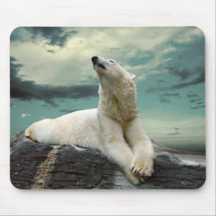 White Polar Beer Hunter op rock Muismat