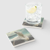 White Polar Beer Hunter op rock Stenen Onderzetter (Zijkant)