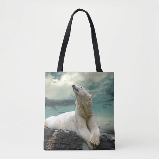 White Polar Beer Hunter op rock Tote Bag (Voorkant)