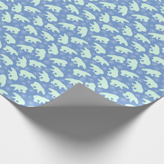 White Polar Beer on Blue All Occasion Cadeaupapier (Hoek)