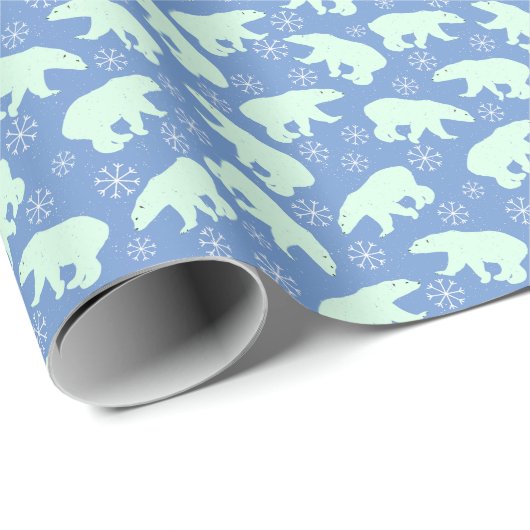 White Polar Beer on Blue All Occasion Cadeaupapier (Rol Hoek)