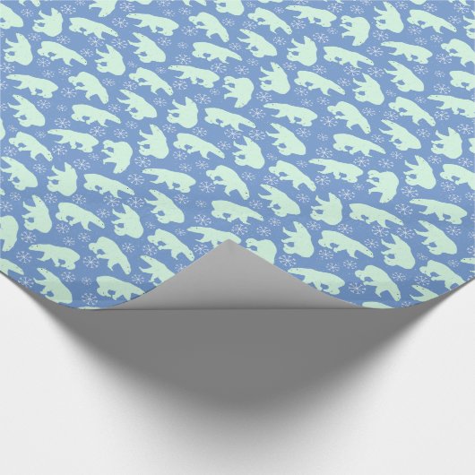 White Polar Beer on Blue All Occasion Cadeaupapier (Hoek)