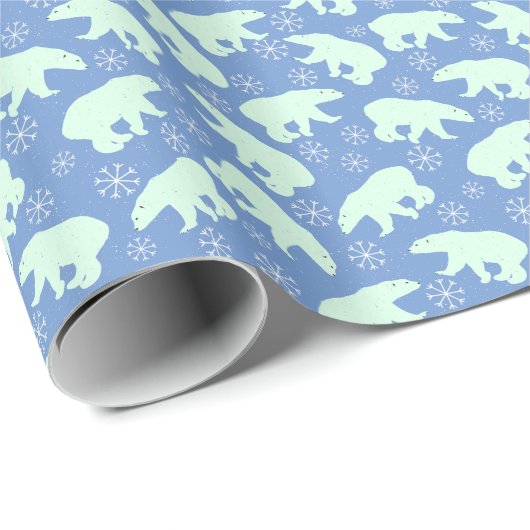 White Polar Beer on Blue All Occasion Cadeaupapier (Rol Hoek)