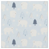 White Polar Beren Snowflakes Light Blue Stof (Close Up)