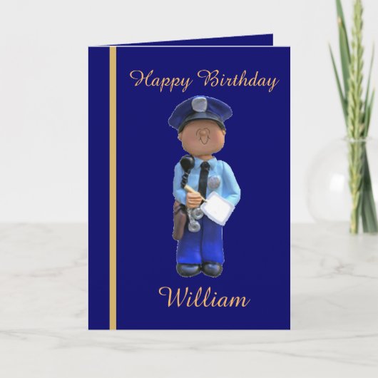 White Police Officer Birthday Kaart (Voorkant)