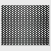 White Polka Dot and Sheen Black Satin Cadeaupapier (Vlak)