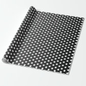White Polka Dot and Sheen Black Satin Cadeaupapier (Uitgerold)