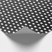 White Polka Dot and Sheen Black Satin Cadeaupapier (Hoek)