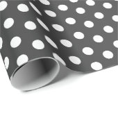 White Polka Dot and Sheen Black Satin Cadeaupapier (Rol Hoek)