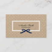 White Polka Dot Blue Ribbon Social Media Kraft Visitekaartje (Voorkant)