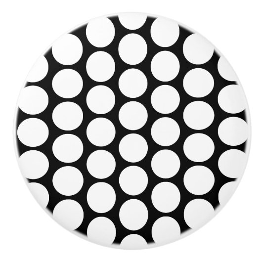 White Polka Dot Design Keramische Knop (Voorkant)