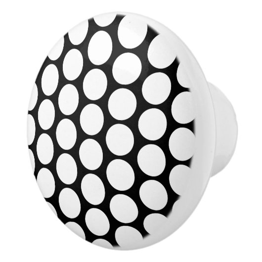 White Polka Dot Design Keramische Knop (Rechts)