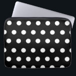 White Polka Dot Electronics Bag Laptop Sleeve<br><div class="desc">Een elektronicaszak met witte polka stippen over een zwarte achtergrond.</div>