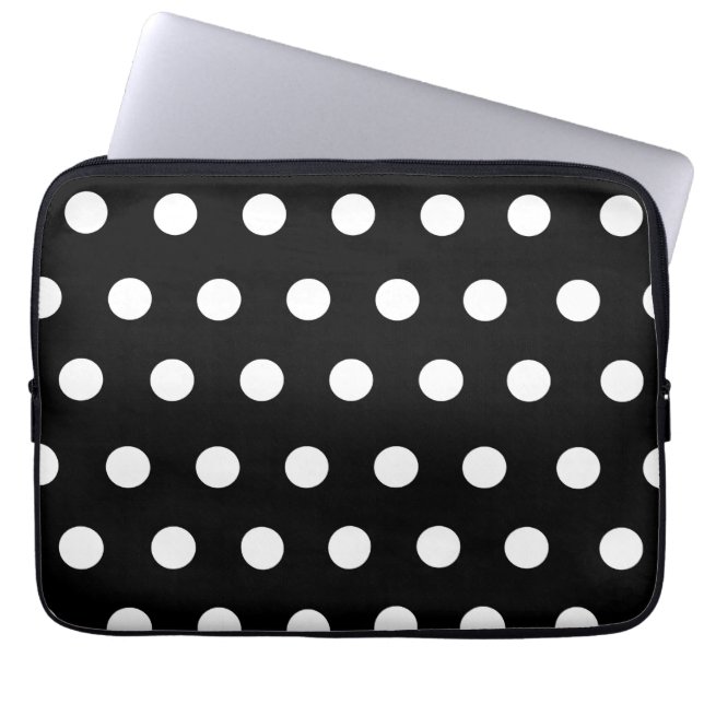 White Polka Dot Electronics Bag Laptop Sleeve (Voorkant)