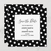 White Polka Dot Elegant Calligraphy Save the Date (Voorkant / Achterkant)