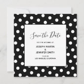 White Polka Dot Elegant Calligraphy Save the Date (Voorkant)