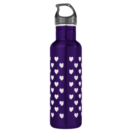 White Polka Dot Hearts Waterfles (Achterkant)