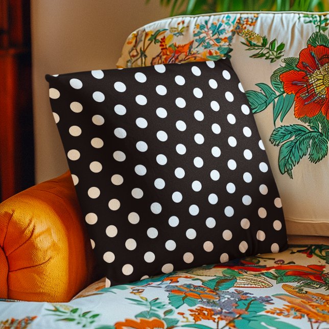 White Polka Dot Kussen (White Polka Dot Throw Pillow)