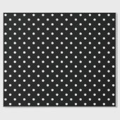 White Polka Dot on Black Large Space Cadeaupapier (Vlak)