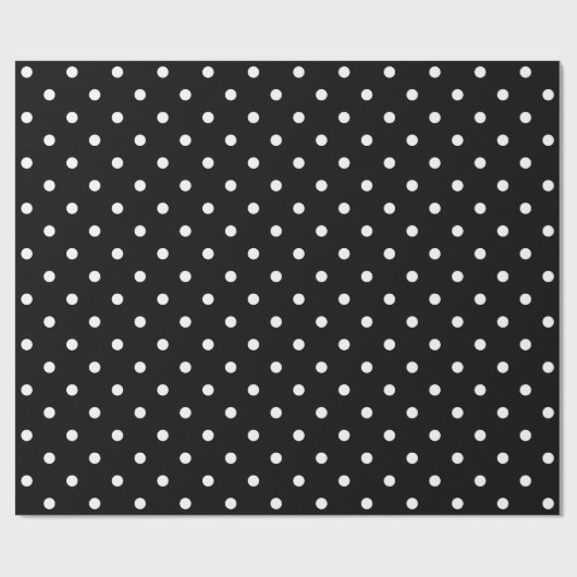 White Polka Dot on Black Large Space Cadeaupapier (Vlak)