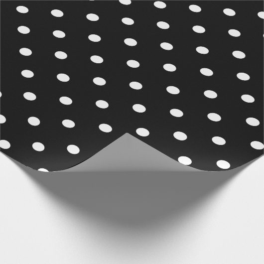 White Polka Dot on Black Large Space Cadeaupapier (Hoek)