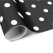 White Polka Dot on Black Large Space Cadeaupapier (Rol Hoek)