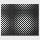 White Polka Dot on Black Medium Space Cadeaupapier (Vlak)